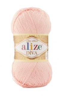 Alize Diva 143 - pudrová ružová (akrylová tenká priadza, vysoký lesk)