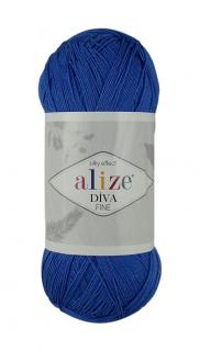 Alize Diva FINE 132 - kráľovská modrá (akrylová tenká priadza, vysoký lesk)