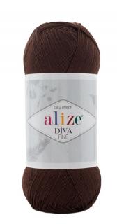 Alize Diva FINE 26 - hnedá (akrylová tenká priadza, vysoký lesk)