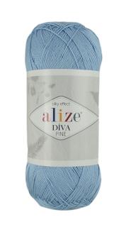 Alize Diva FINE 350 - svetlo modrá (akrylová tenká priadza, vysoký lesk)