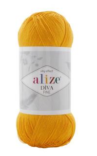 Alize Diva FINE 488 - žltá (akrylová tenká priadza, vysoký lesk)