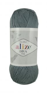 Alize Diva FINE 87 - šedá (akrylová tenká priadza, vysoký lesk)