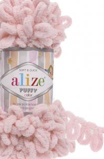 Alize Puffy 161 - pudrová ružová (pletenie bez ihlíc, pletenie s Puffy zvládnu aj deti)