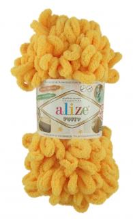 Alize Puffy 216 - tmavá žltá (pletenie rukami bez ihlíc)