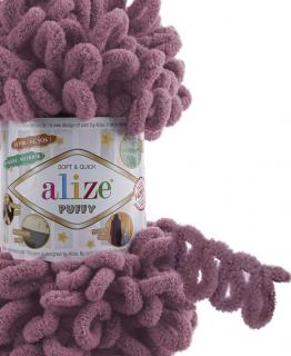 Alize Puffy 28 - fialová (pletenie bez ihlíc, pletenie s Puffy zvládnu aj deti)