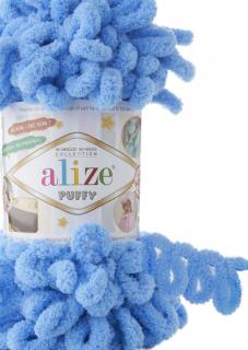 Alize Puffy 289 - modrá (pletenie rukami bez ihlíc)