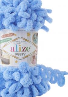 Alize Puffy 342 - modrá (pletenie rukami bez ihlíc)