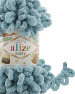 Alize Puffy 414 - azúrová modrá (pletenie rukami bez ihlíc)