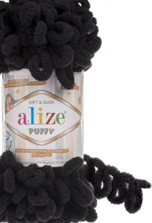 Alize Puffy 60 - čierna (pletenie bez ihlíc, pletenie s Puffy zvládnu aj deti)