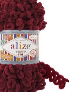 Alize Puffy Fine 107 - višňová (pletenie rukami bez ihlíc)