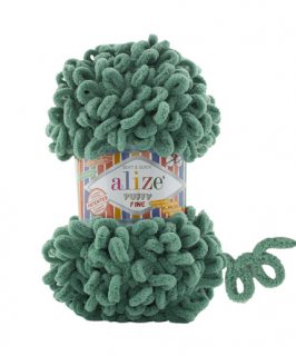 Alize Puffy Fine 192 - tmavá zelená (pletenie rukami bez ihlíc)