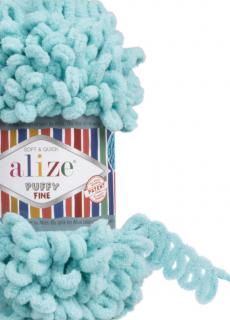 Alize Puffy Fine 263 - tyrkysová modrá (pletenie rukami bez ihlíc)