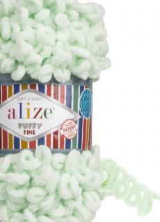 Alize Puffy Fine 464 - mentolová zelená (pletenie rukami bez ihlíc)