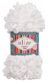 Alize Puffy Fine 55 - biela (pletenie rukami bez ihlíc)