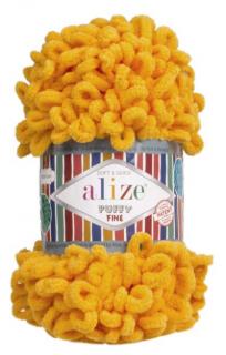 Alize Puffy Fine 82 - žltá tmavá (pletenie rukami bez ihlíc)