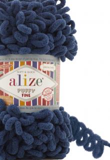 Alize Puffy Fine 93 - modrá tmavá (pletenie rukami bez ihlíc)