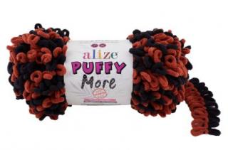 Alize Puffy MORE 6262 - tehlová a čierna (obojstranný úplet, pletenie bez ihlíc)