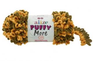 Alize Puffy MORE 6277 - olivová a horčicová (obojstranný úplet, pletenie bez ihlíc)