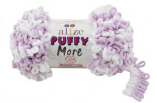 Alize Puffy MORE 6291 - fialová a biela (obojstranný úplet, pletenie bez ihlíc)
