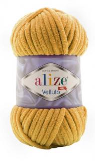 Alize Velluto 02 - horčica (hebká ženilková priadza, 100 g, 68 m)