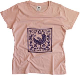 Dámske ružové tričko-Folklórny štýl