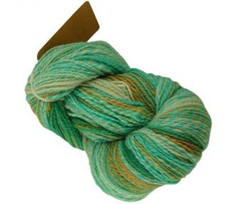 Pradienko zeleno tyrkysovo béžová (merino vlna, ručne pradené, farbené)