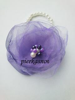 Náramok pre družičku fialový s perličkami (tmavá a svetlá fialová)
