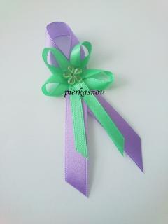 Svadobné pieko stredné - fialovo zelené (so zeleným kamienkom)