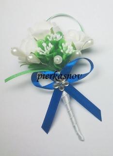Svadobné pierko 3 x ruža (modrá stuha)