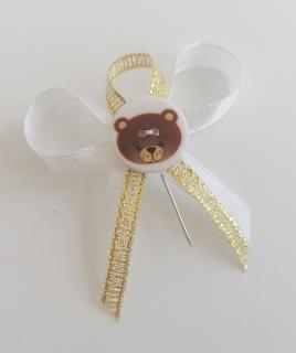 svadobné pierko krémovo zlaté s medvedíkom (detské svadobné pierko s medvedíkom)