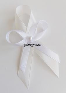 Svadobné pierko stredné krémovo - biele (biela perlička)