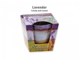 Aromatická sviečka v skle Levanduľa, kocúrnik a citrón 30 hod. (Scented Candle Lavender Catnip Lemon)