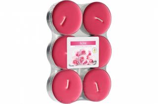 Maxi čajové sviečky s vôňou ruže 6 ks  (Scented Candles Rose)