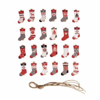 Adventný kalendár - ponožky na štipci 1-24