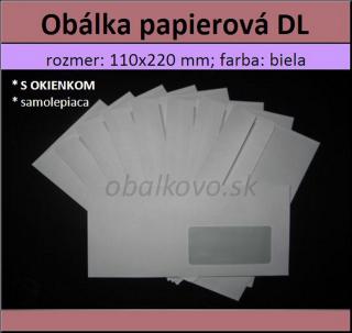 Papierové obálky DL s okienkom, 11x22 cm; *1ks