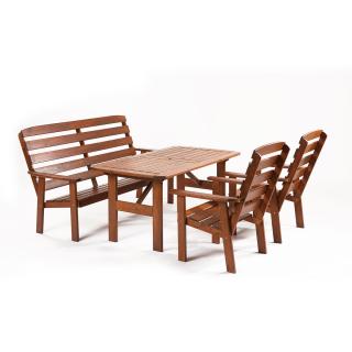 sestava nábytku z borovice (2x křeslo, 1x lavice, 1x stůl) Garland Viken