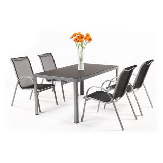 sestava nábytku z hliníku (1x stůl Ryan + 4x židle Vera Basic) Creador Vergio 4+