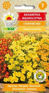 AKSAMITNÍK JEMNOLISTÝ odrůda STARFIRE, BAREVNÝ MIX Afrikán /600 semen/ (Tagetes tenuifolia)