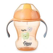 TOMMEE TIPPEE detský hrnček so slamkou,230ml oranžová (BPA free 6m+)