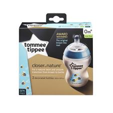 TOMMEE TIPPEE fľaša s modrým obrázkom 260ml (modré- priehľadné, bez BPA,0m+)