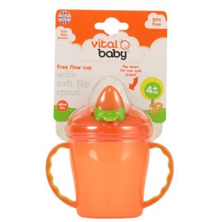 Vital baby free flow 180ml 4m+,oranžová (BPA free, 180ml)