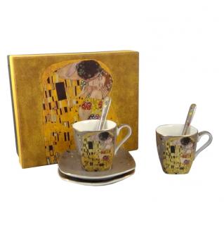 Gustav Klimt bozk sada šálky na kávu espresso sivé