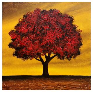 Obraz červený strom akryl 40x40cm