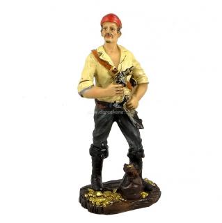 Pirát s pištoľou červená šatka 19,5cm