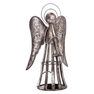 Plechový anjel s trúbkou svietnik 34cm