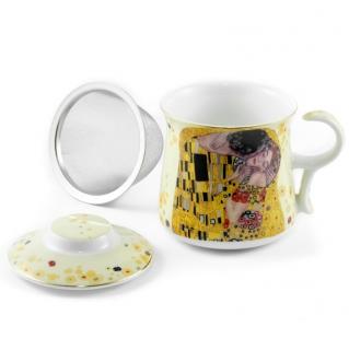 Porcelánová šálka na čaj so sitkom Gustav Klimt bozk svetlá