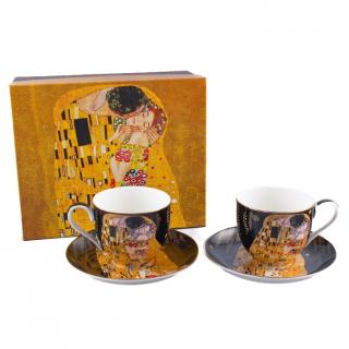 Porcelánové šálky na čaj Gustav Klimt čierne 270ml