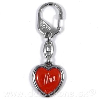 Prívesok na kľúče srdce s menom Nina