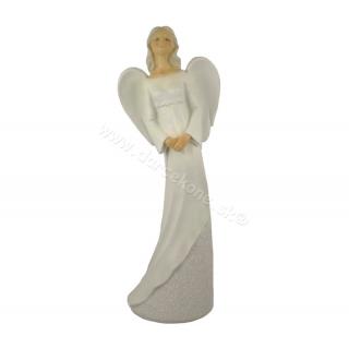 Soška anjel biely ruky spolu 30cm