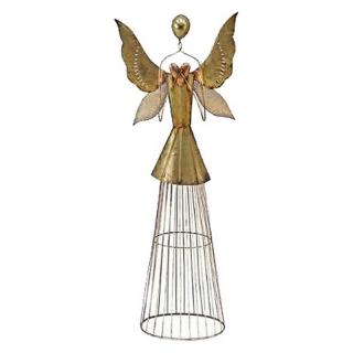 Veľký plechový anjel zlatý so srdcom 84cm